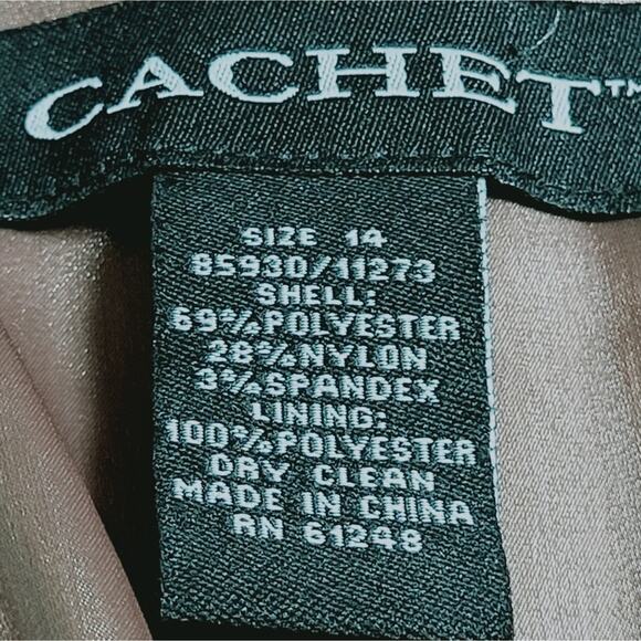 Cachet Vintage Mocha Shimmer Twisted Empire Waist 3/4 Cuff Sleeve Top Size 14 - Picture 9 of 10